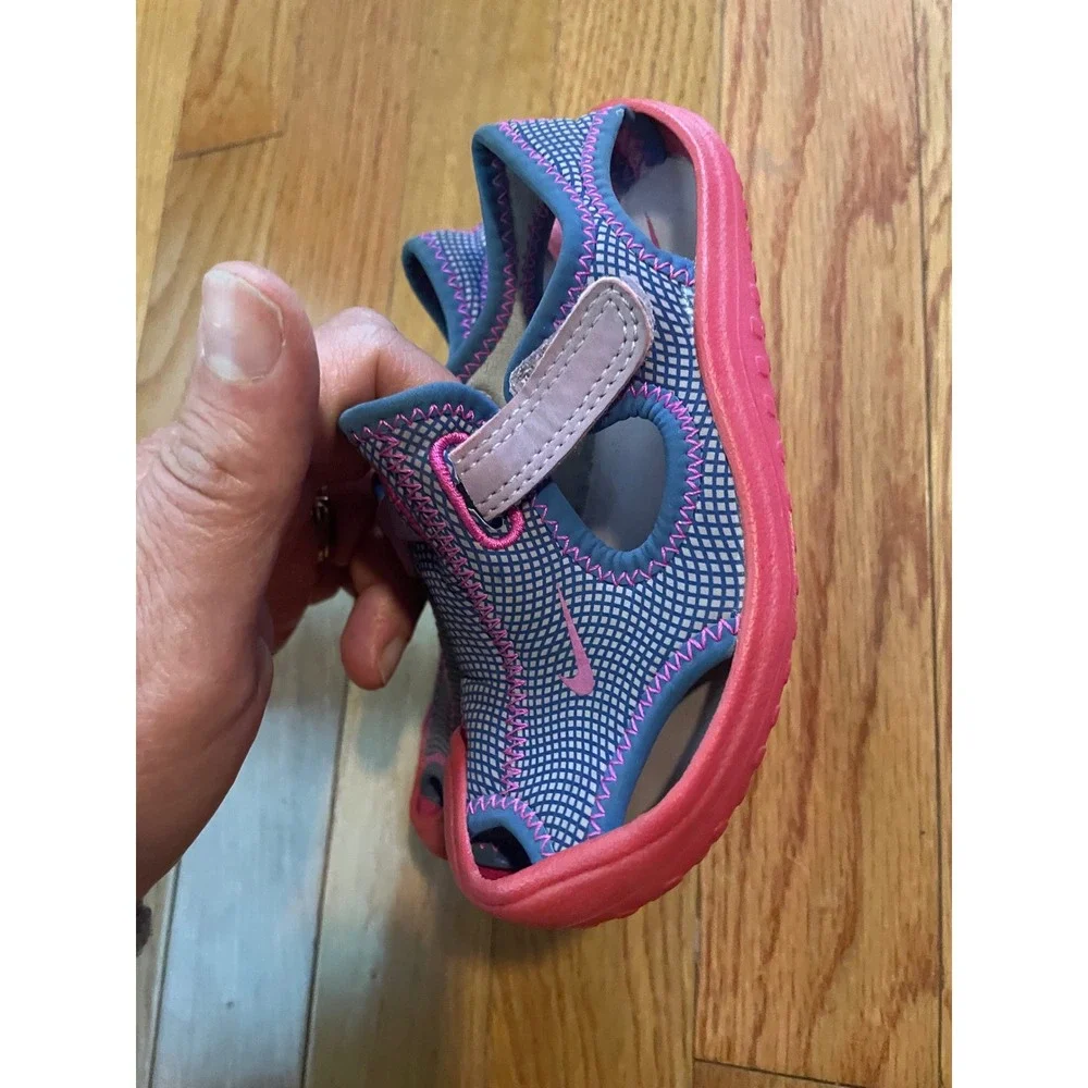 Nike Sunray Protect Kids Water Sandals putple Pink Mesh Hook Loop Straps